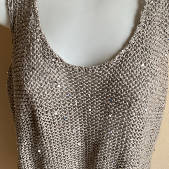 Eileen Fisher Sequined Chain Mail Knit Tank Top L NWT Silver - Picture 3 of 11